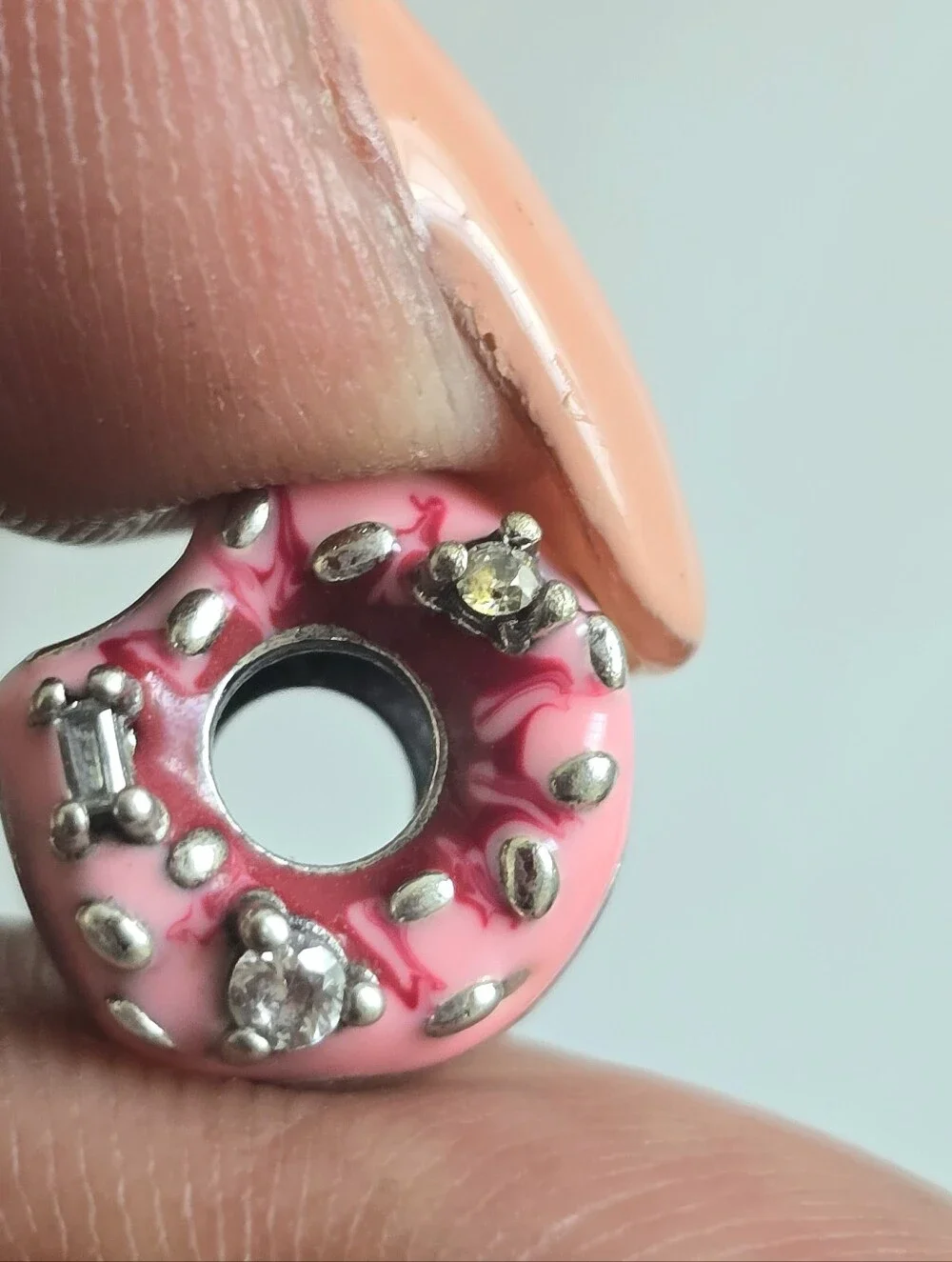 Pink Crystal Donut Charm Bead - Women's Jewelry